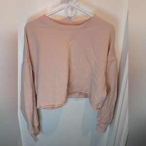 OFFLINE Aerie Throw-Back Crop Crewneck Ballet Dusty Pink Sweatshirt - size L